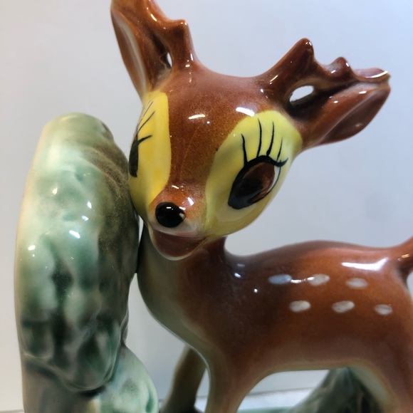 1950s Ceramic Deer Bookends Spotted White Tale Fawns Made in Japan Kitsch Bambi” - Picture 10 of 13